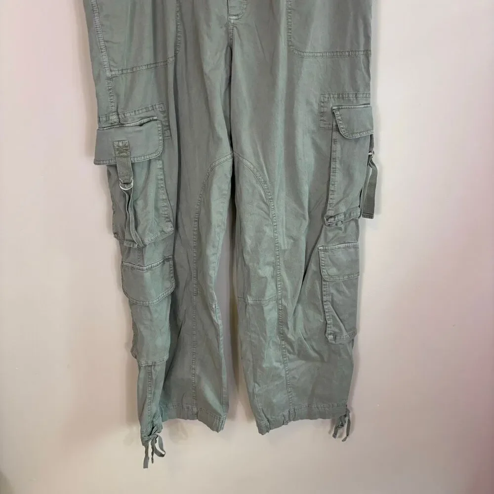 Abercrombie & Fitch Women's Garment Dyed Green Cargo Wide Leg Pants Size XL - Picture 4 of 5